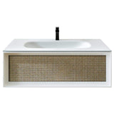Nets 32 in. W x 14 in. D x 21 in . H Floating Bathroom Vanity in Natural Oak with White Solid Surface Top