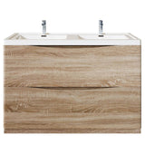 Eviva Smiley 48 in. W x 18 in. D x 32.5 in. H Freestanding Bath Vanity in White Oak with White Acrylic Top