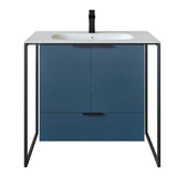 Moma 24 in. W x 18 in. D x 33.4 in. H Bathroom Vanity in Teal with White Solid Surface Top with White Sink
