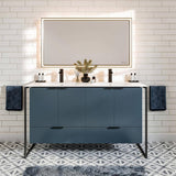 Moma 48 in. W x 18 in. D x 33 in. H Double Bathroom Vanity in Teal with White Solid Surface with White Sink