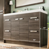 Eviva Lugano 48 in. W x 19 in. D x 36 in. H Single Bath Vanity in Gray Oak with White Acrylic Top and White Integrated Sink