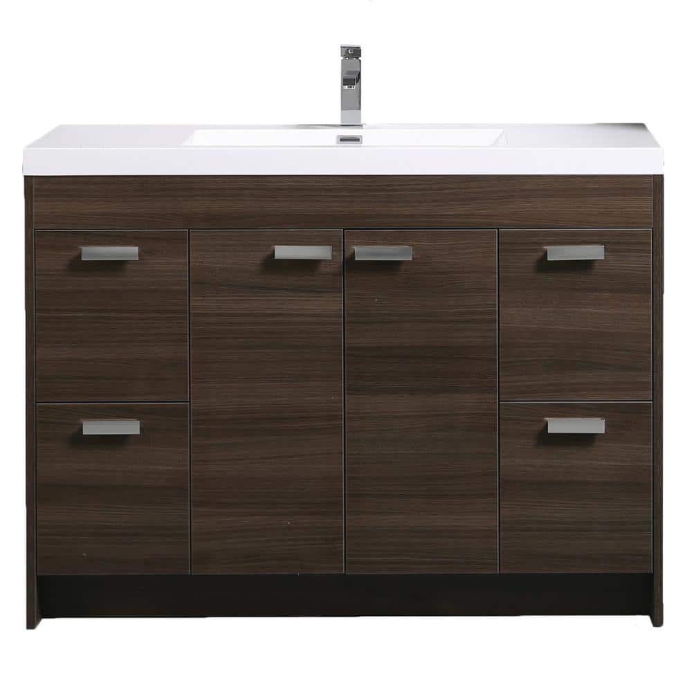 Eviva Lugano 48 in. W x 19 in. D x 36 in. H Single Bath Vanity in Gray Oak with White Acrylic Top and White Integrated Sink