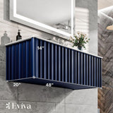 Eviva Dolce 48 in. W x 20 in. D x 14 in. H Single Bath Vanity in Blue with White Solid Surface Top with White Integrated Sink