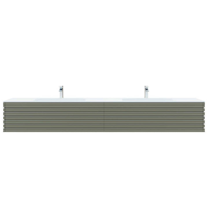 Eviva Dream 78 in. W x 20 in. D x 14 in. H Double Sinks Floating Bath Vanity in Smog Grey with White Solid Surface Top
