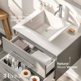 Eviva Totti Wave 24 in. W x 21 in. D x 22 in. H Floating Bathroom Vanity in Gray with White Glassos Top and White Vessel Sink