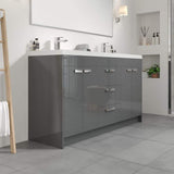Eviva Lugano 60 in. W x 19 in. D x 36 in. H Double Bath Vanity in Gray with White Acrylic Top and Integrated Sinks
