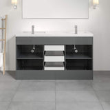 Eviva Lugano 60 in. W x 19 in. D x 36 in. H Double Bath Vanity in Gray with White Acrylic Top and Integrated Sinks
