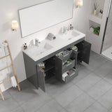 Eviva Lugano 60 in. W x 19 in. D x 36 in. H Double Bath Vanity in Gray with White Acrylic Top and Integrated Sinks
