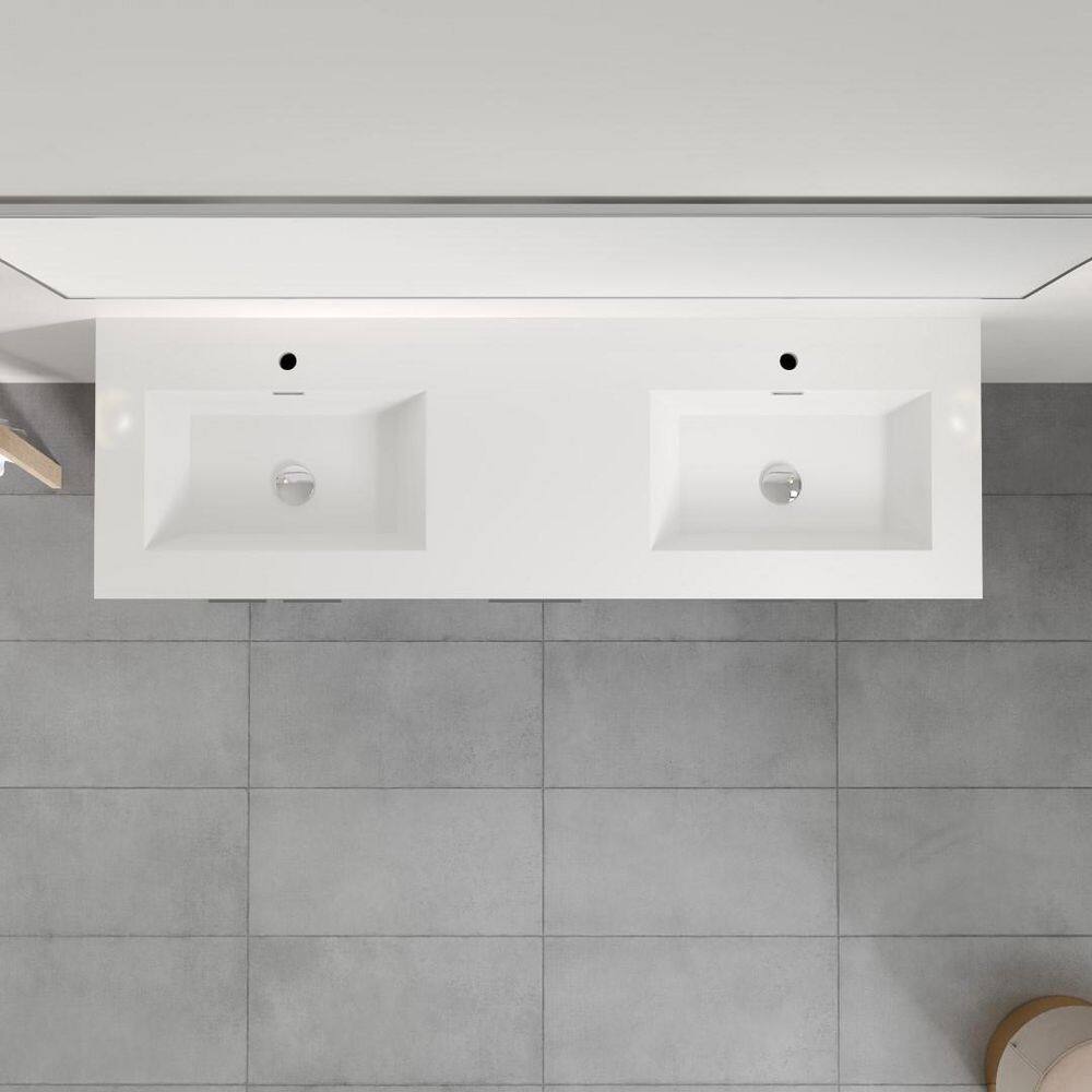 Eviva Lugano 60 in. W x 19 in. D x 36 in. H Double Bath Vanity in Gray with White Acrylic Top and Integrated Sinks