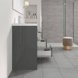 Eviva Lugano 60 in. W x 19 in. D x 36 in. H Double Bath Vanity in Gray with White Acrylic Top and Integrated Sinks