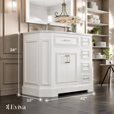 Eviva Glory 42 in. W x 22 in. D x 33 in. H Bathroom Vanity in White with White Cararra Marble Top with White Sink