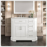 Eviva Glory 42 in. W x 22 in. D x 33 in. H Bathroom Vanity in White with White Cararra Marble Top with White Sink