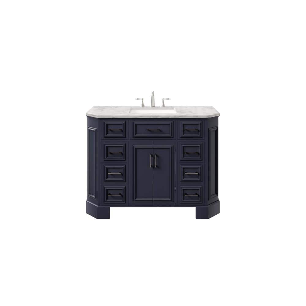 Eviva Glory 48 in. W x 22 in. D x 34 in. H Single Bath Vanity in Dark Gray with White Carrara Marble Top with White Sink