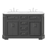 Eviva Glory 60 in W x 22 in. D x 33 in. H Double Bathroom Vanity in Dark Gray with White Carrara Marble Top with White Sinks