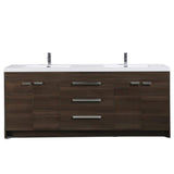 Eviva Lugano 84 in. W x 19 in. D x 36 in. H Double Bath Vanity in Gray Oak with White Acrylic Top with White Sinks