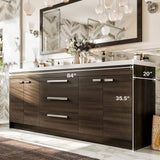 Eviva Lugano 84 in. W x 19 in. D x 36 in. H Double Bath Vanity in Gray Oak with White Acrylic Top with White Sinks