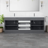 Eviva Lugano 84 in. W x 19.5 in. D x 35.5 in. H Double Bathroom Vanity in Gray with White Acrylic Top and Integrated Sinks