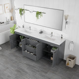 Eviva Lugano 84 in. W x 19.5 in. D x 35.5 in. H Double Bathroom Vanity in Gray with White Acrylic Top and Integrated Sinks
