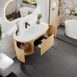Eviva Haven 39 in. W. x 22 in. D x 17.7 in. H Oak Wall mount Bathroom Vanity with White Solid Surface Integrated Sink Top