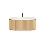 Eviva Haven 39 in. W. x 22 in. D x 17.7 in. H Oak Wall mount Bathroom Vanity with White Solid Surface Integrated Sink Top