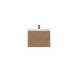 Eviva Lotus 24 in. W. x 22 in. D x 22 in. H Oak Wall Mount Bathroom Vanity with White Solid Surface Integrated Sink Top