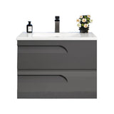 Joyous 32 in. W x 18 in. D x 22.5 in. H Floating Bath Vanity in Grey with White Porcelain Top