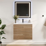 Eviva Joy 32 in. W x 18 in. D x 20.5 in. H Single Sink Floating Bath Vanity in Maple with White Porcelain Top