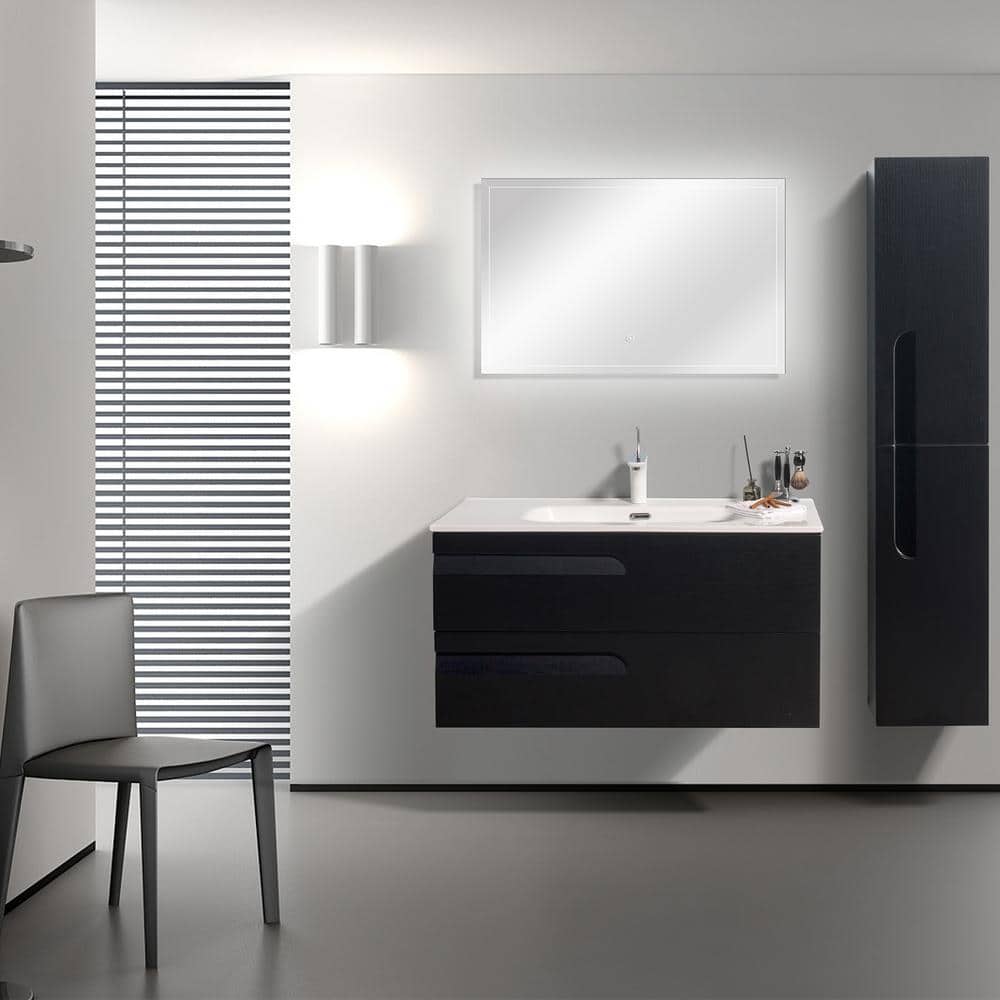 Eviva Joy 39 in. W x 18 in. D x 20.5 in. H Floating Bathroom Vanity in Blackwood with White Porcelain Top with White Sink