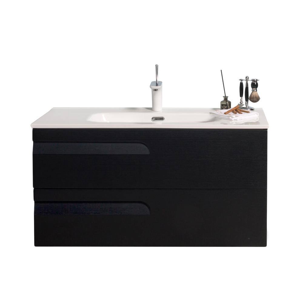 Eviva Joy 39 in. W x 18 in. D x 20.5 in. H Floating Bathroom Vanity in Blackwood with White Porcelain Top with White Sink