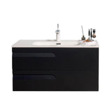 Eviva Joy 39 in. W x 18 in. D x 20.5 in. H Floating Bathroom Vanity in Blackwood with White Porcelain Top with White Sink