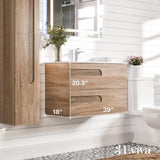 Eviva Joy 39 in. W x 18 in. D x 20.5 in. H Floating Bathroom Vanity in Maple with White Porcelain Top with White Sink