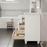 Eviva Happy 28 in. W x 18 in. D x 34 in. H White Bathroom Vanity with White Carrara Marble Top and White Undermount Sink