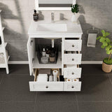 Eviva Happy 28 in. W x 18 in. D x 34 in. H White Bathroom Vanity with White Carrara Marble Top and White Undermount Sink