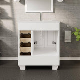 Eviva Happy 28 in. W x 18 in. D x 34 in. H White Bathroom Vanity with White Carrara Marble Top and White Undermount Sink