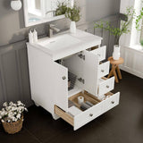 Eviva Happy 30 in. W x 18 in. D x 34 in. H Bathroom Vanity in Gray with White Carrara Marble Top and White Sink