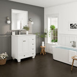 Eviva Happy 30 in. W x 18 in. D x 34 in. H Bathroom Vanity in Gray with White Carrara Marble Top and White Sink