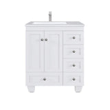 Eviva Happy 30 in. W x 18 in. D x 34 in. H Bathroom Vanity in Gray with White Carrara Marble Top and White Sink