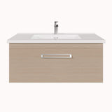 Eviva Orleans 38 in. W x 20 in. D x 23 in. H Single Sink Wallmount Bath Vanity in Light Oak with White Porcelain Top