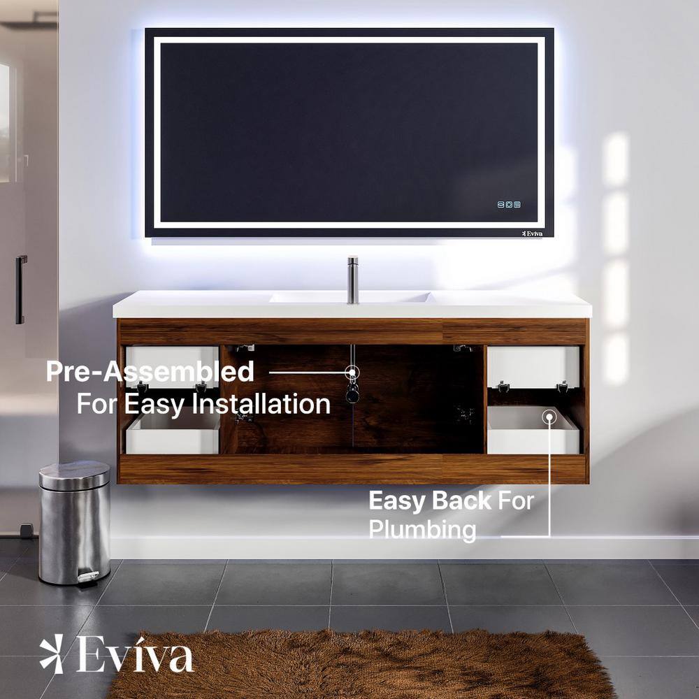 Axel 60 in. W x 22 in. D x 24 in. H Single Sink Floating Bath Vanity in Rosewood with White Acrylic Top