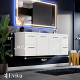 Axel 60 in. W x 21.7 in. D x 23 in. H Floating Bath Vanity in White with White Acrylic Top