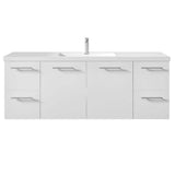 Axel 60 in. W x 21.7 in. D x 23 in. H Floating Bath Vanity in White with White Acrylic Top