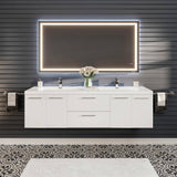 Axis 72 in. W x 20 in. D x 23 in. H Floating Double Sink Bath Vanity in White with White Acrylic Top