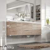 Axis 72 in. W x 20 in. D x 23 in. H Floating Double Sink Bath Vanity in White Oak with White Acrylic Top