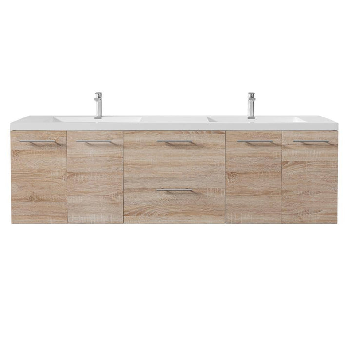 Axis 72 in. W x 20 in. D x 23 in. H Floating Double Sink Bath Vanity in White Oak with White Acrylic Top