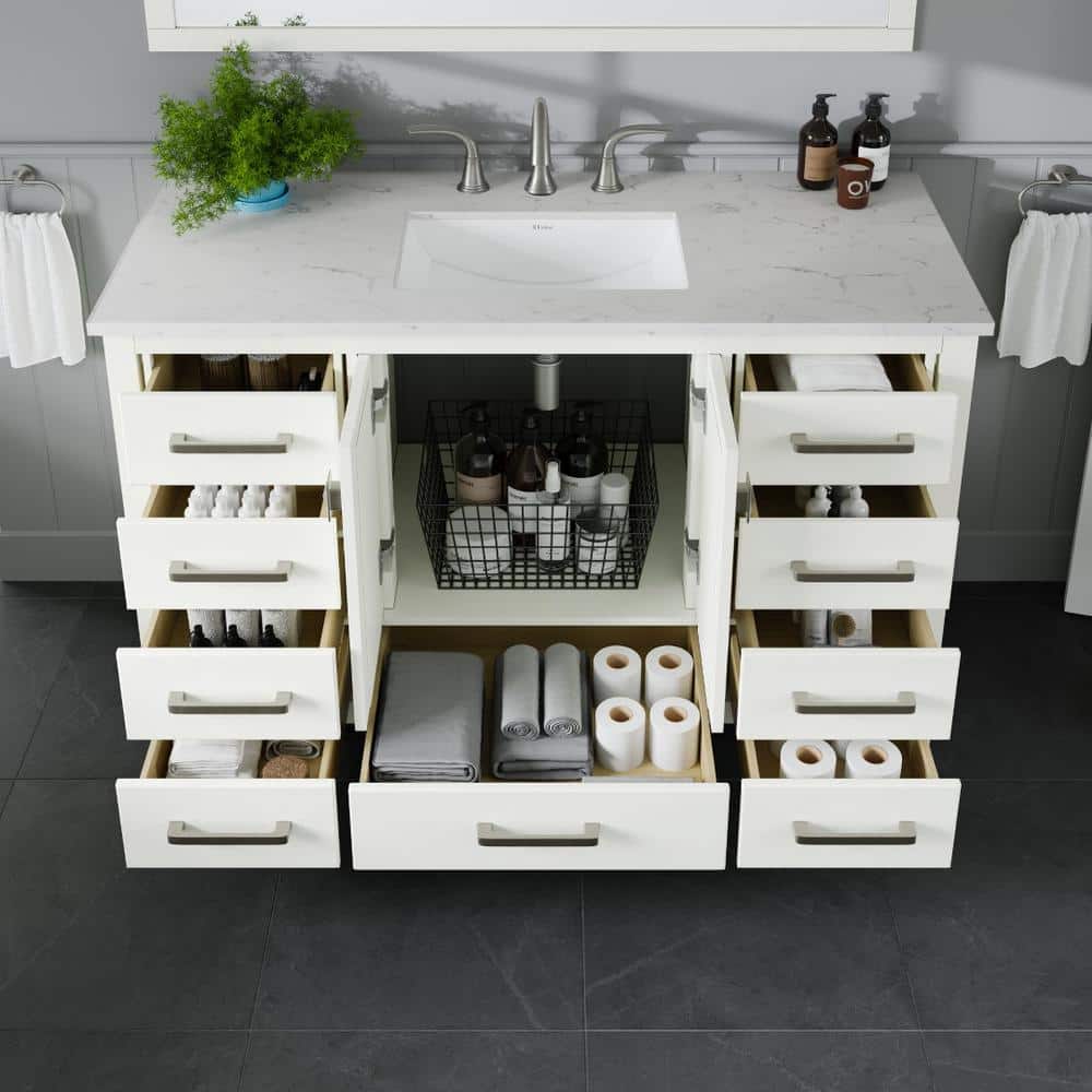 Eviva Aberdeen 42 in. W x 22 in. D x 34 in. H Single Bath Vanity in Espresso with White Carrara Marble Top and White Sink