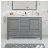 Eviva Aberdeen 48 in. W x 22 in. D x 34 in. H Double Bath Vanity in Gray with White Carrara Marble Top with White Sinks