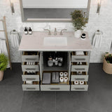 Eviva Aberdeen 48 in. W x 22 in. D Gray Single Sink Bathroom Vanity with White Carrara Quartz Top and Undermount Sink