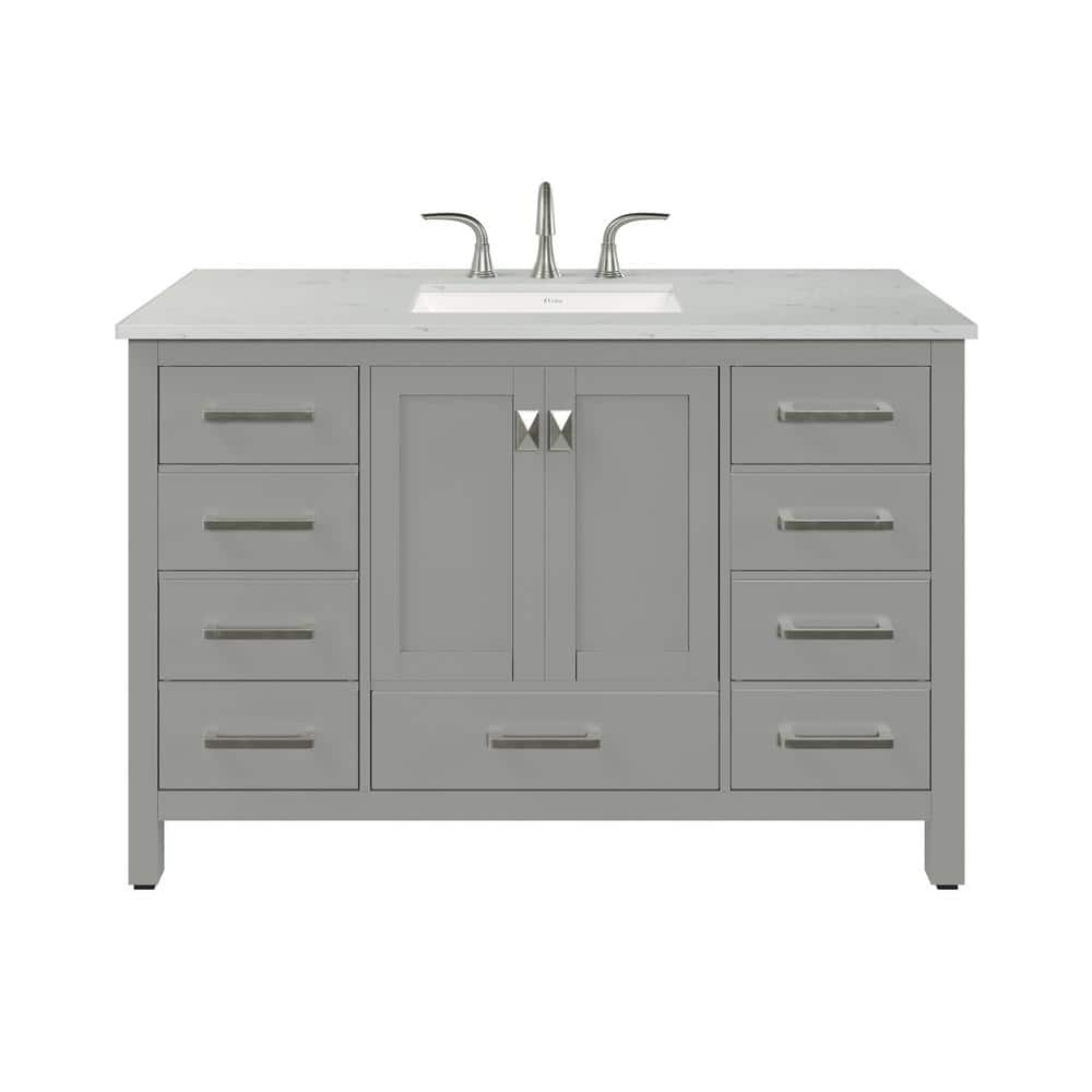 Eviva Aberdeen 48 in. W x 22 in. D Gray Single Sink Bathroom Vanity with White Carrara Quartz Top and Undermount Sink