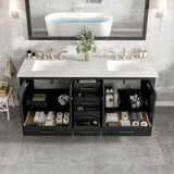 Eviva Aberdeen 72 in. W x 22 in. D x 34 in. H Double Sink Freestanding Bath Vanity in Espresso with White Carrara Quartz Top