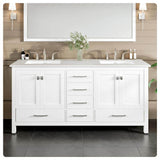 Eviva Aberdeen 72 in. W x 22 in. D x 34 in. H Double Sink Freestanding Bath Vanity in White with White Carrara Quartz Top